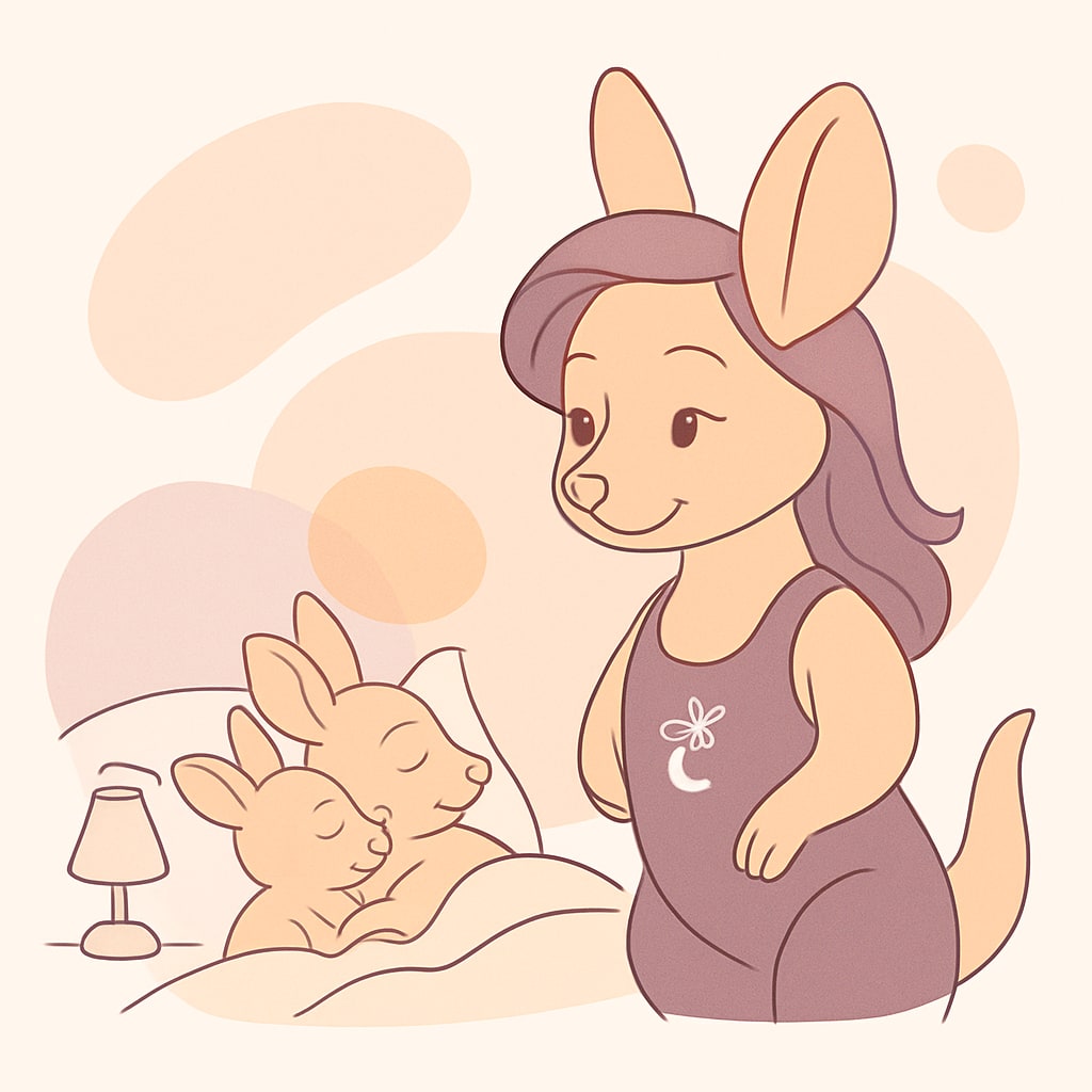 Sophie watching a toddler and a young child snuggling in cozy beds with nightlights on